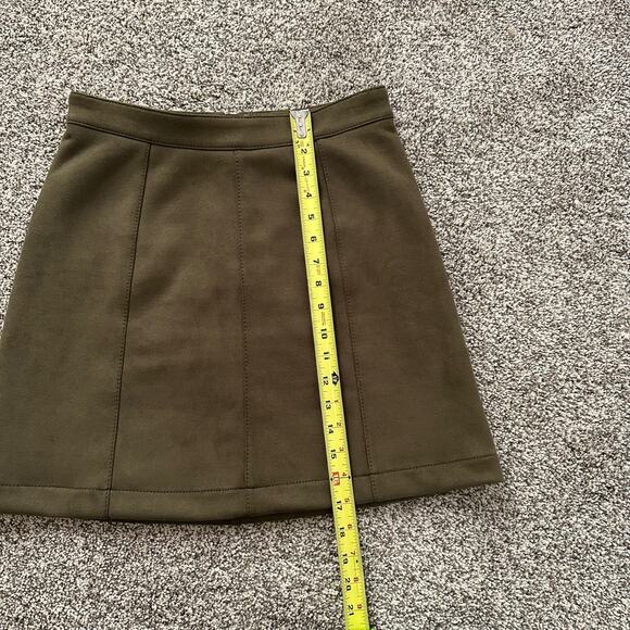 Maeve Anthropologie army green suede a-line mini skirt size 2 - Picture 8 of 9